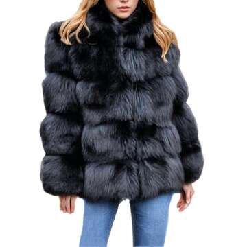 Lisa Colly Women's Winter Parka Coat Overcoat Long Sleeve Faux Fur Coat Jacket