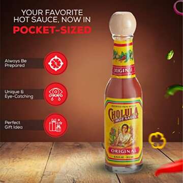 Cholula Hot Sauce Keychain - Portable 0.75 oz Mini Bottle with Custom Holder - Travel Size Cholula Bottle - On-the-Go Spicy Flavor Enhancer (0.75 oz, 1)