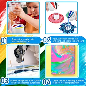 Baderke 7 Pcs Multi Channel Paint Pouring Cups Bundle