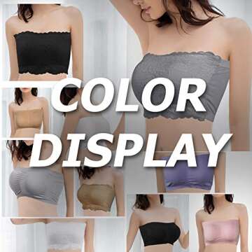 Somewell Women's Bandeau Bra, Strapless Basic Layer Tube Top Padded Seamless Bra