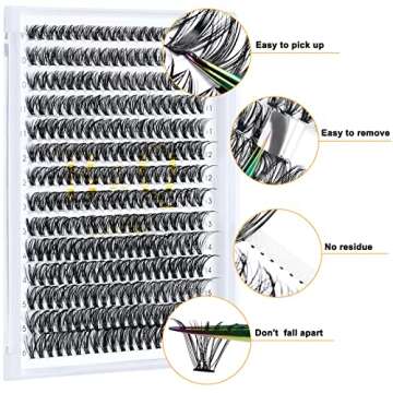 Lash Clusters 40D-D-13 LASH Individual Lashes 280 Clusters False Eyelash 10D 20D 30D 40D Lash Clusters Extensions Individual Lashes Cluster DIY Eyelash Extensions at Home (40D-D,13MM)