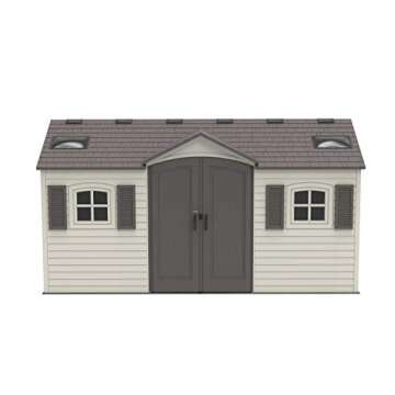 Lifetime 60079 Outdoor Storage Dual Entry Shed, 15 x 8 ft, Desert Sand