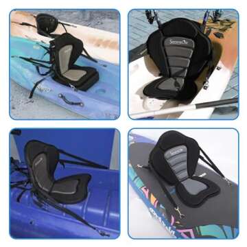 Detachable Universal Paddle-Board Seat - Adjustable Paddle Board Seat, Form-Fitting Design for All Body Sizes, Large & Small, Compatible for Kayaks, Rowboats, Fishing Boats - SereneLife SLSUPST15