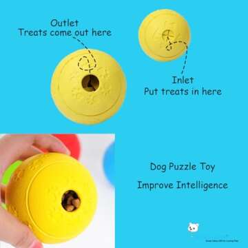 Volacopets 5 Different Functions Interactive Dog Toys, Dog Puzzle Toys, Dog Balls for Medium Large Dogs, Dog Squeaky Balls, Food Treat Dispensing Toys