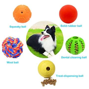 Volacopets 5 Different Functions Interactive Dog Toys, Dog Puzzle Toys, Dog Balls for Medium Large Dogs, Dog Squeaky Balls, Food Treat Dispensing Toys