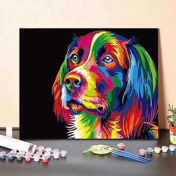 HAPPINNO Paint by Numbers for Adults and Kids Beginner,16"x 20"[Without Frame] -Colorful Cute Dog Pa...