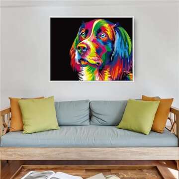 HAPPINNO Paint by Numbers for Adults and Kids Beginner,16"x 20"[Without Frame] -Colorful Cute Dog Pattern,Fun DIY Adult Arts and Crafts Projects for Home Wall Decor DIY Gift Canvas Painting Kits