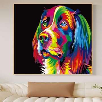 HAPPINNO Paint by Numbers for Adults and Kids Beginner,16"x 20"[Without Frame] -Colorful Cute Dog Pattern,Fun DIY Adult Arts and Crafts Projects for Home Wall Decor DIY Gift Canvas Painting Kits