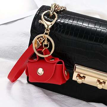 Key Ring Bag Pendant, Car Purse Pendant Keychains Gift, Car Key Ring Bag Pendant, Creative Kawaii Mini Bag Keychain, Mini Bag Keychain Bag Ornament (red&coffee)