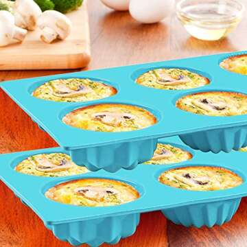 Haploon 3 Pack Mini Cake Pan for Baking—6 Cavity Heritage Bundtlette Cake Silicone Mold Mini Bundt Cake Pan for Cupcakes,Food Grade Silicone Muffin Molds with 2 Silicone Spatula & 1 Oil Brush