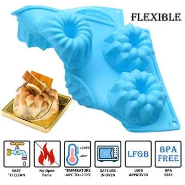 Haploon 3 Pack Mini Cake Pan for Baking—6 Cavity Heritage Bundtlette Cake Silicone Mold Mini Bundt Cake Pan for Cupcakes,Food Grade Silicone Muffin Molds with 2 Silicone Spatula & 1 Oil Brush