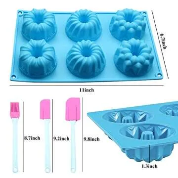 Haploon 3 Pack Mini Cake Pan for Baking—6 Cavity Heritage Bundtlette Cake Silicone Mold Mini Bundt Cake Pan for Cupcakes,Food Grade Silicone Muffin Molds with 2 Silicone Spatula & 1 Oil Brush