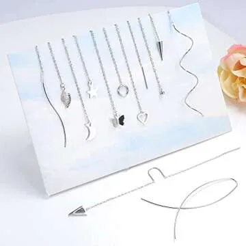Drperfect Stainless Steel Threader Earrings Set - 12 Pairs