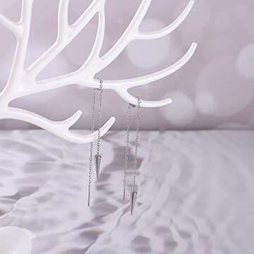 Drperfect 12Pairs Stainless Steel Threader Earrings for Women Chain Tassel Earrings Double Twist Wave Dangle Drop Chain Earrings Set