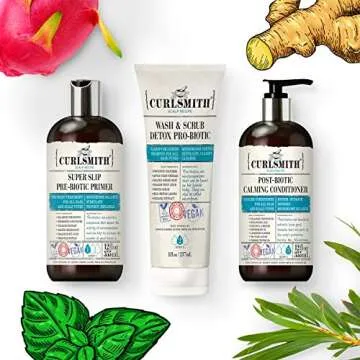 CURLSMITH - Clarifying Wash Day Bundle, Including Pre-Biotic Primer, Wash & Scrub Detox Pro-Biotic & Post-Biotic Calming Conditioner