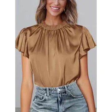 PRETTYGARDEN Women's Satin Blouse - Stylish Summer Tops