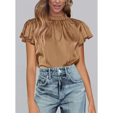 PRETTYGARDEN Women's Satin Blouse - Stylish Summer Tops