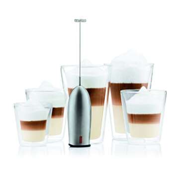 Bodum Schiuma Battery Operated Milk Frother for Coffee Lattes, Hot Chocolate, Mocha, Cappuccino, Black