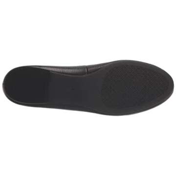 Tory Burch Womens Claire Ballet Flat, Tumbled Leather, Black/Gold (US 8)