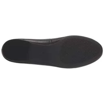 Tory Burch Womens Claire Ballet Flat, Tumbled Leather, Black/Gold (US 8)