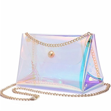 YAIRYANGTZE Girls' Holographic Clear Chain Purse Shoulder Bag