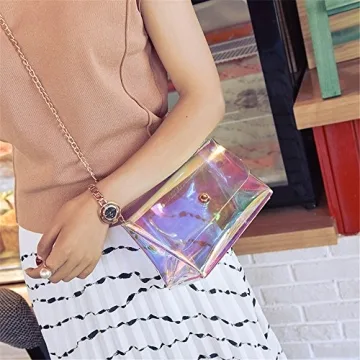 YAIRYANGTZE Holographic Transparent Shoulder Bag