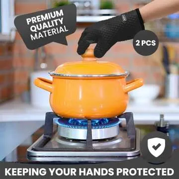 7-Piece Heat Resistant Silicone Oven Mitts and Pot Holders Set – Includes Trivets, Pinchers, Spoon...