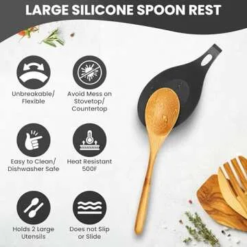 7-Piece Heat Resistant Silicone Oven Mitts and Pot Holders Set – Includes Trivets, Pinchers, Spoon Rest – Durable BPA-Free, Food Safe Kitchen Essentials Baking Set