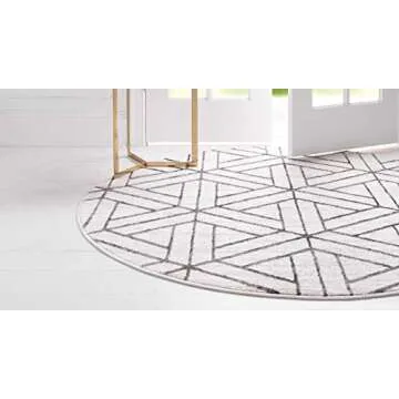 Elegant 8 Ft Round Lattice Trellis Rug for Home Decor