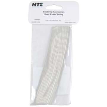 NTE Electronics 47-20306-CL Heat Shrink Tubing, Thin Wall, 2:1 Shrink Ratio, 1/8" Diameter, 6" Length, Clear (Pack of 30)