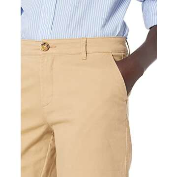 Amazon Essentials Women's Mid-Rise Slim-Fit 10" Inseam Bermuda Khaki Short, Khaki Brown, 16