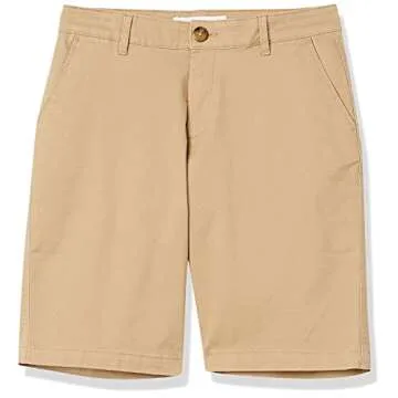 Amazon Essentials Women's Mid-Rise Slim-Fit 10" Inseam Bermuda Khaki Short, Khaki Brown, 16
