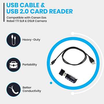 Excelshoots USB Cable - 3 FT Mini Data Transfer Cable for Canon EOS Rebel T7i/DSLR Cameras & Camcord...