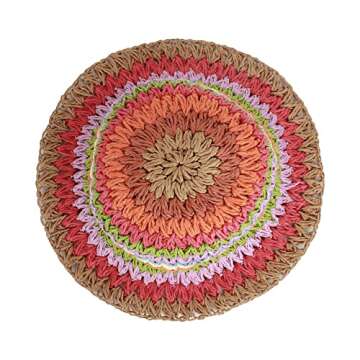 Minache Foldable Wide Brim Colorful Crochet Straw Hat Outdoor Sun Visor Hat UPF 50+ Summer for Women Girl， A-style1