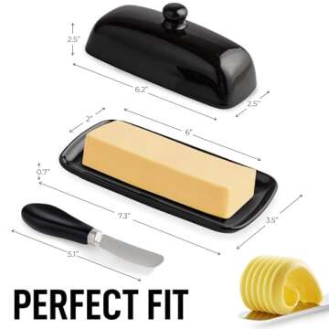 Zulay Elegant Butter Dish with Lid - Durable Porcelain Design