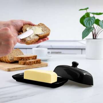 Zulay Elegant Butter Dish with Lid - Durable Porcelain Design