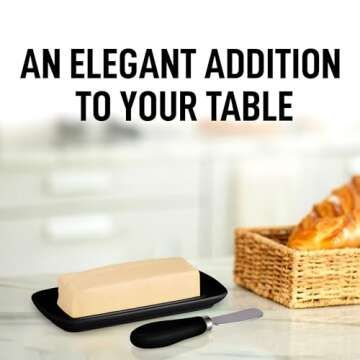 Zulay Elegant Butter Dish with Lid - Durable Porcelain Design