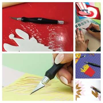 Excel Blades Fit Grip Hobby Knife With #11 Blade - Ultra Sharp Knife With Carbon Steel Angled Edge Blade And Contoured Rubberized Grip - For DIY Art Work, Hobby Craft, Black Made in the USA