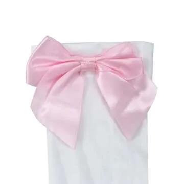 Bestjybt Women's Satin Bow Stockings Thigh High Over Knee Stockings Party Socks (White+Pink)