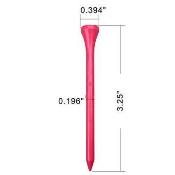 MYKUJA Pink Bamboo 3-1/4 inch Golf Tees (100-Pack) for Women & Girls - Stylish & Durable