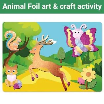 Foil Art Craft Kits for Kids , Animals Mega Mess -free Fun Activity Set for Child, DIY Printing Craft Kits, Gifts for Ages 4 5 6 7 8 9 10 11 12 Years old, Art Supplier Travel Toys for Boys Girls