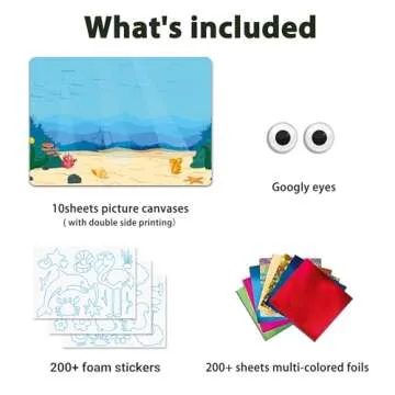 Foil Art Craft Kits for Kids , Animals Mega Mess -free Fun Activity Set for Child, DIY Printing Craft Kits, Gifts for Ages 4 5 6 7 8 9 10 11 12 Years old, Art Supplier Travel Toys for Boys Girls