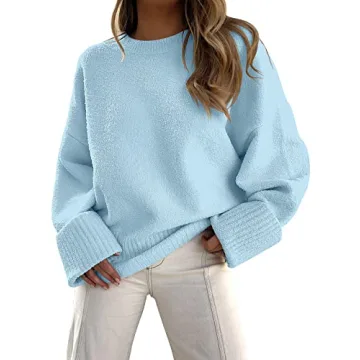 ANRABESS Women's Oversized Crewneck Long Sleeve Fuzzy Knit Casual Chunky Warm 2024 Fall Pullover Swe...
