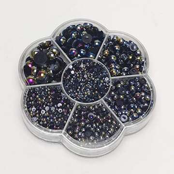 Chenkou Craft 3000PCS 1 Box Black Round Flatback Imitation Half Pearls Bead Loose Beads Gem (Black Half Ball)