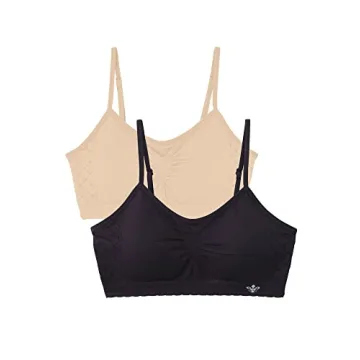 Vanity Fair Women's Beyond Comfort Seamless Padded Bralette 2 Pack - Black/Beige, S-2XL