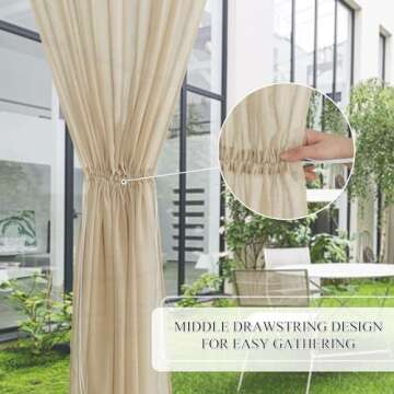 RYB HOME Farmhouse Sheer Outdoor Curtains, Elegant & Functional