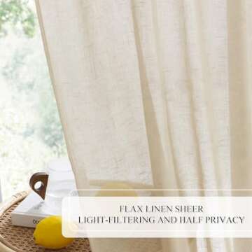 RYB HOME Farmhouse Sheer Outdoor Curtains, Elegant & Functional