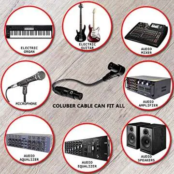 Balanced XLR Cable Right Angle Male to Straight Female - 0.5 Feet (6 inches) Black - Pro 3-Pin Microphone Connector for Powered Speakers, Audio Interface or Mixer for Live Performance & Recording