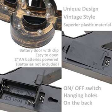 Vintage Light Up Marquee Letters with Lights – Illuminated Industrial Style Lighted Alphabet Letter Signs - Coffee Bar Apartment Bedroom Wall Home Initials Decor - B