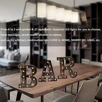 Vintage Light Up Marquee Letters with Lights – Illuminated Industrial Style Lighted Alphabet Letter Signs - Coffee Bar Apartment Bedroom Wall Home Initials Decor - B